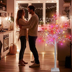 Valentines Day Decor, 4 FT Prelit Lighted Valentines Tree with 3D Hearts&Berries Ornaments 48 Led Red Pink Lights, Outdoor Waterproof Artificial Birches Tree for Valentines Day Decorations Indoor Home - Image 6