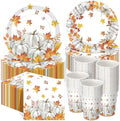Pickmesh 250 Pcs Fall Party Tableware Set, Fall Pumpkins, Orange by Pickmesh