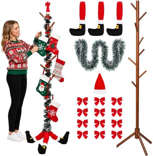 Christmas Wooden Stocking Holder Stand, Freestanding Stocking Rack Kit by PurpleStar