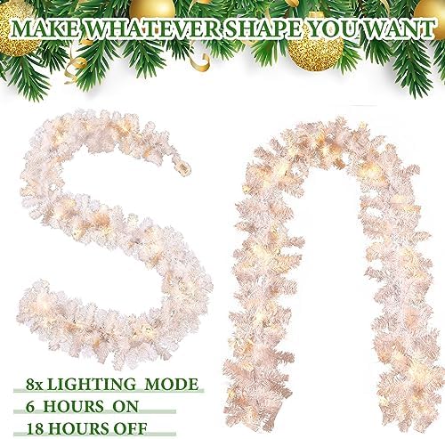 Hotop 9 ft Faux Spruce Artificial Christmas Garland, 2 Pcs, White - Image 5