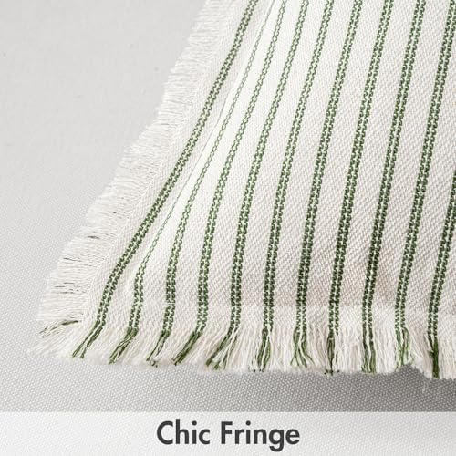 MIULEE Olive Green Striped Euro Decorative Throw Pillow Covers, 24x24 - Image 2