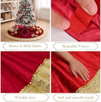 Valery Madelyn 72 Inch Red Gold Christmas Tree Skirt for Tree Decorations - Image 2