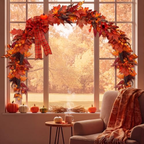 Yinder 5 ft Fall Garland Fall Decorations for Mantle - Image 4