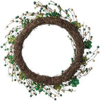 Glitzhome 20" St.Patrick's Shamrock Berry Wreath, Artificial Wreaths Garland for Holiday Front Door Wall Window Party Decor - Image 6