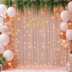 20x10ft Peach Tulle Backdrop Curtain with Lights String for Parites, Sheer Backdrop Curtains for Wedding Baby Shower Birthday Party Photo Shoot Decorations - Image 4