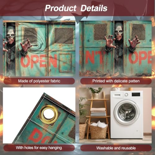 7x16FT Halloween Zombie Garage Door Cover Decorations Halloween Scary Zombie Garage Door Banner for Outdoor Indoor Halloween Decorations Party Photography Backdrop - Image 3