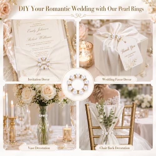 120 Pcs Gold Pearl Napkin Rings Bulk Imitation Pearl Ring Napkin Holder - Image 7