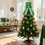 nuvagiki St. Patrick's Day Tree Topper Hat, Green Velvet Top Hat Tree Topper with Shamrock Ribbon Bow, St. Patrick's Tree Tooper Ornaments Decorations for Home Indoor, St. Patrick's Day Gifts - Image 5