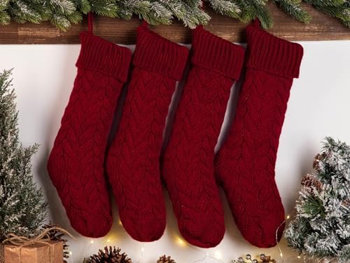 Fesciory 18 Inch Christmas Stockings, 5 Pack Large Cable Knit Xmas Decor - Image 2