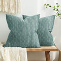MIULEE Pack of 2 Decorative Burlap Linen Spring Throw Pillow Covers Modern Farmhouse Vintage Pillowcase Rustic Woven Textured Cushion Cover for Sofa Couch Bed 24x24 Inch Azure by MIULEE