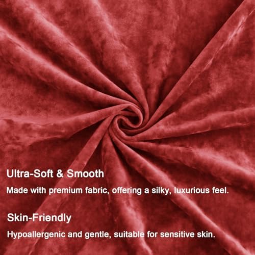 Greek Velvet Euro Sham Covers Set of 2 26x26 Luxury Soft Solid Pillow Covers for Living Room Bedroom Yard,Red - Image 5