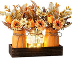 Mason Jar Lights Centerpiece Table Decor-Artificial Sunflowers & Tulips by Donmills