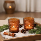 24 Pack Votive Candle Holders, Amber Vintage Tea Light Candle for Christmas - Image 2