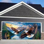 13x6 ft Soaring Eagles Garage Door Banner- Flying Bald Eagles Mountain Landscape Backdrop, Hanging Garage Decorations - for 4th of July Patriotic Holiday Party Background, Outdoor Wall Sign Decor - Image 6