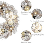 Valery Madelyn 24" Pre-Lit Large Christmas Wreath for Front Door with Light - Image 5