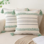BUIOVBEY Boho Throw Pillow Covers Woven Tufted Pillow Cases with Tassels by BUIOVBEY
