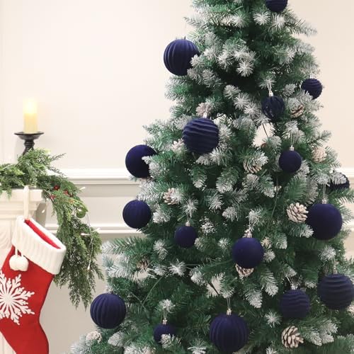 20Pcs Velvet Ornaments for Christmas Tree,2.36In Christmas Ornaments Set - Image 6