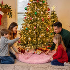 Pink Faux Fur Christmas Tree Skirt 60 Inch Plush Tree Skirt - Image 6