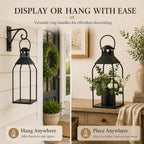 20" 15.7" 12" Lanterns Decorative Indoor Outdoor, Black Metal Set of 3 - Image 5