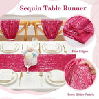 Fuchsia Table Runners 10 Pieces 12x72 Inches Sequin Glitter Table Runner for Birthday Party Baby Shower Holiday Event Table Decorations - Image 4