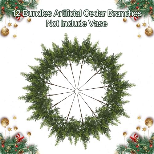 12Pcs 18" Norfolk Pine Stems, Christmas Cedar Branches for Decoration - Image 2