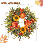 Fall Wreaths for Front Door 24 Inch Fall Wreath with Pumpkins, Sunflowers & Berries – Outdoor Autumn Wreath for Porch, Thanksgiving, Halloween & Harvest Decor - Image 5