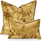 Premium Series, Crushed Velvet Throw Pillow Covers, Luxury Thick Cushion Cases for Home Decor, Gold, 12x20 Inch, Covers Only - Image 2