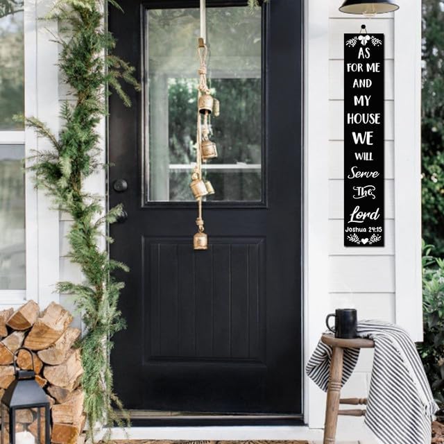 FemiaD As for Me and My House We Will Serve the Lord Front Door Sign Welcome Sign Vertical Porch Sign Rustic Tall Welcome Sign for Porch Standing Hanging 8x48inch - Image 6