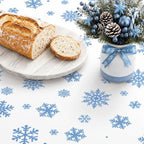 Oval Christmas Tablecloth 60x120 Inch, Farmhouse Blue Snowman Snowflake Christmas Table Cloth, Polyester Waterproof Wrinkle Resistant Xmas Table Cover for Holidays Kitchen Dinning Table Home Decor - Image 4