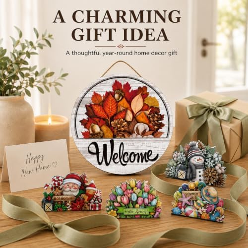 Interchangeable Welcome Sign for Front Door, 11.8In Wooden Door Sign，16 Pcs - Image 3