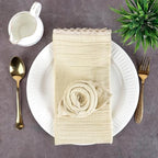 FINGERCRAFT Lace Cloth Napkins, Cotton Gauze, Set of 12, 20x20 Inch,Beige by FINGERCRAFT