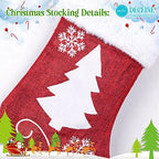 4 Pack Christmas Stockings Set, Christmas Stocking Soft Classic Red White Fireplace/Mantle Hanging for Family Holiday Xmas Party Decorations Snowflake Tree Deer Design(Set 4 Stocking 18 inch) - Image 5
