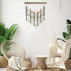 Boho Wall Decor Artificial Eucalyptus Bathroom Decor Fake Eucalyptus Greenery Leaves Stems Wall Hanging Plants on 16.5 inch Wooden Stick with Wooden Bead Rustic Farmhouse for Bedroom Nursery Kitchen - Image 7