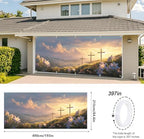 Easter Cross and Lilies Garage Door Banner 7x16FT, Religious Easter Decoration with Crosses and Lilies, Outdoor Spring Holiday Decoration for Yard and Garage - Image 3