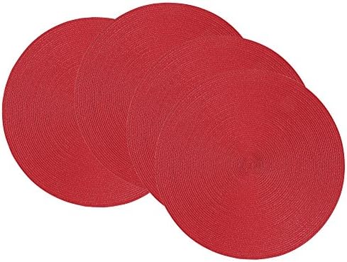 Now Designs Disko Round Placemats, Chili, Set of 4, 15 inches by NowDesigns