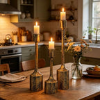 Cast Iron Taper Candle Holder Set, Antique Gold Finish, Rustic Style, Set of 2 (Antique Gold) - Image 5