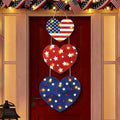 Barydat 3 Pcs 4th of July Decorations Patriotic Lighted Wooden Sign Red White Blue Heart Glitter Hanging Wreaths Plaque with LED Light for 250th Anniversary Independence Day Front Door Porch by home