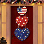 Barydat 3 Pcs 4th of July Decorations Patriotic Lighted Wooden Sign Red White Blue Heart Glitter Hanging Wreaths Plaque with LED Light for 250th Anniversary Independence Day Front Door Porch by home