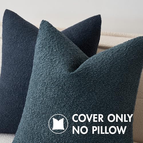 MIULEE 20x20 Decorative Boucle Couch Pillow Covers Navy Blue - Image 2