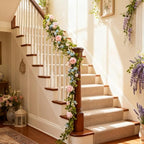 70 Inch Spring Garland, Pink Peony & Blue Daisy Artificial Garlands with Lavender & Eucalyptus,Flower Garland for Wedding Arch Mantel Table Front Door Window Home Decor - Image 7