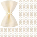 Suream 100 Pcs Napkin Rings Gold, Imitation Pearl Beaded Napkin Ring for Wedding Dinner Party Kitchen Table Birthday Decoration(White&Gold, 2 Inch) by Suream