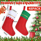 60Pcs 17" Felt Christmas Stocking Bulk, Red Christmas Socks Bulk with White Cuff Golden Trim, Christmas Hanging Ornaments Xmas Decoration for Mantel Door Window Holiday Home Décor - Image 2