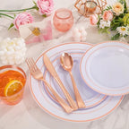 WELLIFE 300 PCS Rose Gold Disposable Dinnerware Set for 50 Guests - Image 5