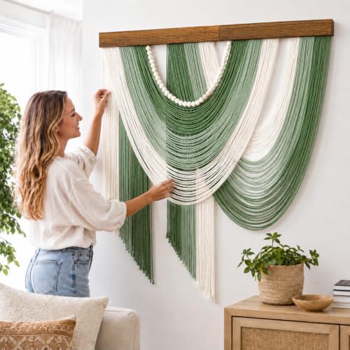 MEIVINES Large Macrame Wall Hanging Boho Tapestry Macrame Wall Art Decor - Image 2