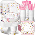 350 Pcs Wildflower Paper Plates and Napkins Set Disposable Serve 50 by Suttmin