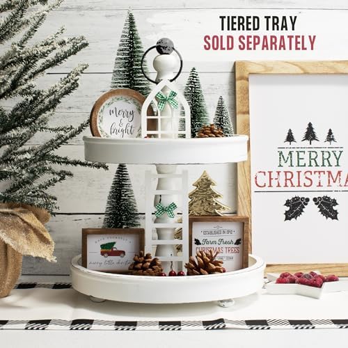 The Ultimate Farmhouse Christmas Tiered Tray Decor Set - Beautiful Year Round Seasonal & Halloween Holiday Decoration - Image 2