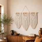 Macrame Wall Hanging-Large, Boho Tapestry Macrame Wall Decor Art (White) - Image 3