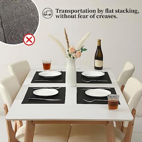 Leetaltree Black Frame Placemats Set of 12 - Heat Resistant Non-Slip Place mats for Dining Table, Washable Durable PVC Vinyl Woven Table Mats（Black Frame, 12） - Image 5