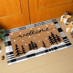 Tinideya 2 Pcs Christmas Layered Doormat Set for Front Porch, Snowy Tree - Image 6