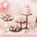 ZUJJAFY Cupcake Stand Tower, Tiered Tray Stand for 24 Cupcakes, 3 Tier Wooden Dessert Stands with Metal Frame Display Stand for Vendor Events, Party - Image 2